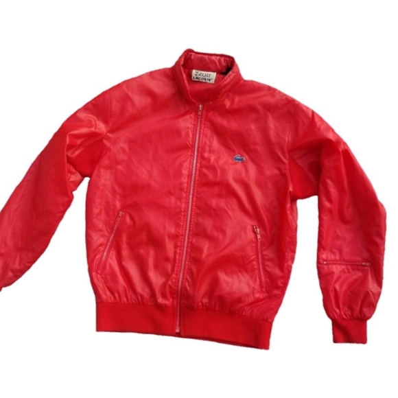 Vintage 80s Izod Lacoste Red Nylon Rain Jacket L - Picture 6 of 12
